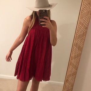 free people red lace dress